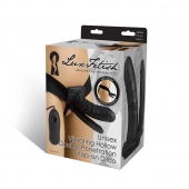Полый страпон с двумя отростками и вибрацией Unisex Vibrating Hollow Strap-On Double Penetrating Dildo - 17,8 см. - Lux Fetish - купить с доставкой в Орехово-Зуево