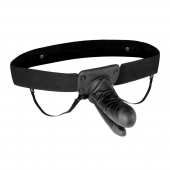Полый страпон с двумя отростками и вибрацией Unisex Vibrating Hollow Strap-On Double Penetrating Dildo - 17,8 см. - Lux Fetish - купить с доставкой в Орехово-Зуево
