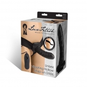 Чёрный полый страпон с вибрацией Unisex Vibrating Hollow Strap-On - 14 см. - Lux Fetish - купить с доставкой в Орехово-Зуево