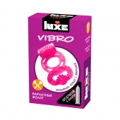 Розовое эрекционное виброкольцо Luxe VIBRO  Бархатный молот  + презерватив - Luxe - в Орехово-Зуево купить с доставкой