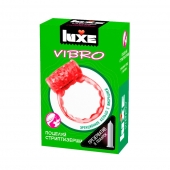Розовое эрекционное виброкольцо Luxe VIBRO  Поцелуй стриптизёрши  + презерватив - Luxe - в Орехово-Зуево купить с доставкой