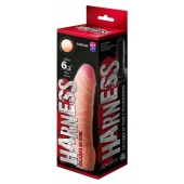 Телесная изогнутая насадка на Harness с коннектором BLACK LINE - 17 см. - LOVETOY (А-Полимер) - купить с доставкой в Орехово-Зуево