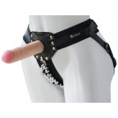 Черный пояс-трусики с насадкой  Гламур Dana  - 15,5 см. - LOVETOY (А-Полимер) - купить с доставкой в Орехово-Зуево
