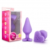 Фиолетовая анальная пробка Naughty Candy Heart Do Me Now - 8,9 см. - Blush Novelties - купить с доставкой в Орехово-Зуево