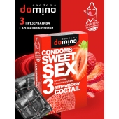 Презервативы для орального секса DOMINO Sweet Sex с ароматом клубничного коктейля  - 3 шт. - Domino - купить с доставкой в Орехово-Зуево