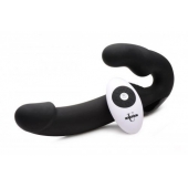 Черный безремневой страпон Urge Silicone Strap On с пультом ДУ - 24 см. - XR Brands - купить с доставкой в Орехово-Зуево