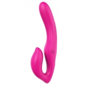 Ярко-розовый безремневой страпон REMOTE DOUBLE DIPPER - 22 см. - Dream Toys - купить с доставкой в Орехово-Зуево