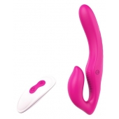 Ярко-розовый безремневой страпон REMOTE DOUBLE DIPPER - 22 см. - Dream Toys - купить с доставкой в Орехово-Зуево