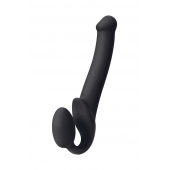 Черный безремневой страпон Silicone Bendable Strap-On M - Strap-on-me - купить с доставкой в Орехово-Зуево