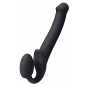 Черный безремневой страпон Silicone Bendable Strap-On M - Strap-on-me - купить с доставкой в Орехово-Зуево
