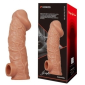 Телесная насадка на фаллос с отверстием для мошонки EXTREME SLEEVE - 17,6 см. - KOKOS - в Орехово-Зуево купить с доставкой