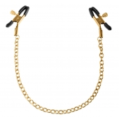 Чёрные с золотом зажимы на соски Gold Chain Nipple Clamps - Pipedream - купить с доставкой в Орехово-Зуево