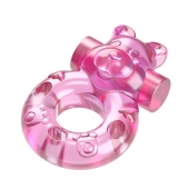 Розовое эрекционное виброкольцо на пенис Pink Bear - Baile - в Орехово-Зуево купить с доставкой