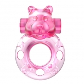 Розовое эрекционное виброкольцо на пенис Pink Bear - Baile - в Орехово-Зуево купить с доставкой
