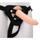 Телесный страпон на черных трусиках STRAP ON REAL DILDO - 20 см. - Dream Toys - купить с доставкой в Орехово-Зуево