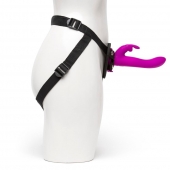 Лиловый страпон Rechargeable Vibrating Strap-On Harness Set - 17,6 см. - Happy Rabbit - купить с доставкой в Орехово-Зуево