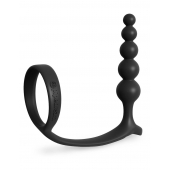 Черная анальная цепочка с эрекционным кольцом Ass-gasm Cockring Anal Beads - Pipedream - в Орехово-Зуево купить с доставкой