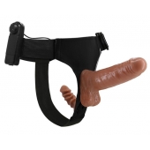 Страпон с вагинальной пробкой и вибрацией Ultra Passionate Harness - 16 см. - Baile - купить с доставкой в Орехово-Зуево