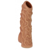 Телесная насадка с венками и открытой головкой Nude Sleeve L - 14 см. - KOKOS - в Орехово-Зуево купить с доставкой