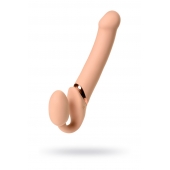 Телесный безремневой вибрострапон Vibrating Bendable Strap-On L - Strap-on-me - купить с доставкой в Орехово-Зуево
