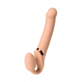 Телесный безремневой вибрострапон Vibrating Bendable Strap-On L - Strap-on-me - купить с доставкой в Орехово-Зуево