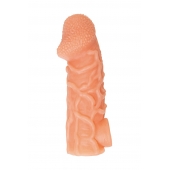 Телесная закрытая насадка с венками Cock Sleeve Size L - 17,6 см. - KOKOS - в Орехово-Зуево купить с доставкой
