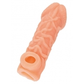 Телесная закрытая насадка с венками Cock Sleeve Size L - 17,6 см. - KOKOS - в Орехово-Зуево купить с доставкой