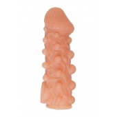 Телесная закрытая насадка с шариками Cock Sleeve Size S - 13,8 см. - KOKOS - в Орехово-Зуево купить с доставкой