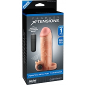 Телесная вибронасадка с кольцом  Vibrating Real Feel 1 Extension - 14 см. - Pipedream - в Орехово-Зуево купить с доставкой