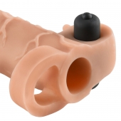 Телесная вибронасадка с кольцом Vibrating Real Feel 2 Extension - 16 см. - Pipedream - в Орехово-Зуево купить с доставкой