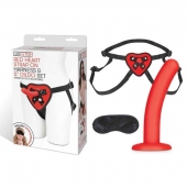 Красный поясной фаллоимитатор Red Heart Strap on Harness   5in Dildo Set - 12,25 см. - Lux Fetish - купить с доставкой в Орехово-Зуево