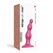 Розовая насадка Strap-On-Me Dildo Plug Beads size S - Strap-on-me - купить с доставкой в Орехово-Зуево