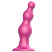 Розовая насадка Strap-On-Me Dildo Plug Beads size S - Strap-on-me - купить с доставкой в Орехово-Зуево