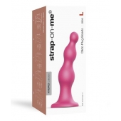 Розовая насадка Strap-On-Me Dildo Plug Beads size L - Strap-on-me - купить с доставкой в Орехово-Зуево