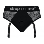 Черные трусики для насадок Diva Lingerie Harness - size S - Strap-on-me - купить с доставкой в Орехово-Зуево