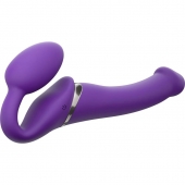 Фиолетовый безремневой вибрострапон Vibrating Bendable Strap-On - size L - Strap-on-me - купить с доставкой в Орехово-Зуево