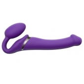 Фиолетовый безремневой вибрострапон Vibrating Bendable Strap-On - size L - Strap-on-me - купить с доставкой в Орехово-Зуево