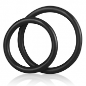 Набор из двух черных силиконовых колец разного диаметра SILICONE COCK RING SET - BlueLine - в Орехово-Зуево купить с доставкой