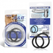 Набор из двух черных силиконовых колец разного диаметра SILICONE COCK RING SET - BlueLine - в Орехово-Зуево купить с доставкой
