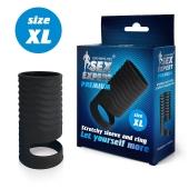 Черная открытая насадка на пенис с кольцом для мошонки XL-size - 8,9 см. - Sex Expert - в Орехово-Зуево купить с доставкой