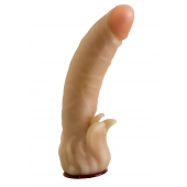 Телесная гелевая насадка-фаллос с клиторальными лепестками - 18,5 см. - LOVETOY (А-Полимер) - купить с доставкой в Орехово-Зуево