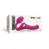 Ярко-розовый безремневой страпон Multi Orgasm Size S с клиторальной стимуляцией - Strap-on-me - купить с доставкой в Орехово-Зуево