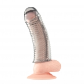 Текстурированная насадка на пенис Clear Textured Penis Enhancing Sleeve Extension - 16,5 см. - BlueLine - в Орехово-Зуево купить с доставкой