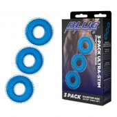 Комплект из трех голубых колец для эрекции 3-Pack Ultra-Stim Stretch Cock Rings - BlueLine - в Орехово-Зуево купить с доставкой