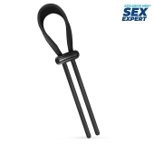 Черный ремень-лассо для усиления эрекции - Sex Expert - в Орехово-Зуево купить с доставкой