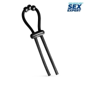 Черное эрекционное кольцо со стимулирующими бусинами - Sex Expert - в Орехово-Зуево купить с доставкой