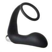 Черное эрекционное кольцо с вибропробкой Vibrating Anal Plug With Cockring - Dream Toys - в Орехово-Зуево купить с доставкой