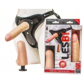 Телесный страпон Harness LESBI с вагинальной пробкой - 16,5 см. - LOVETOY (А-Полимер) - купить с доставкой в Орехово-Зуево