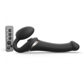 Черный безремневой страпон Multi Orgasm Size M с клиторальной стимуляцией - Strap-on-me - купить с доставкой в Орехово-Зуево