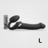 Черный безремневой страпон Multi Orgasm Size L с клиторальной стимуляцией - Strap-on-me - купить с доставкой в Орехово-Зуево